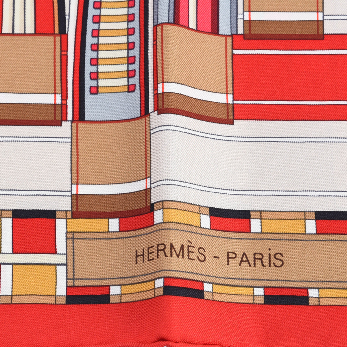 Hermes Red Silk Voltes Et Pirouettes Scarf 90