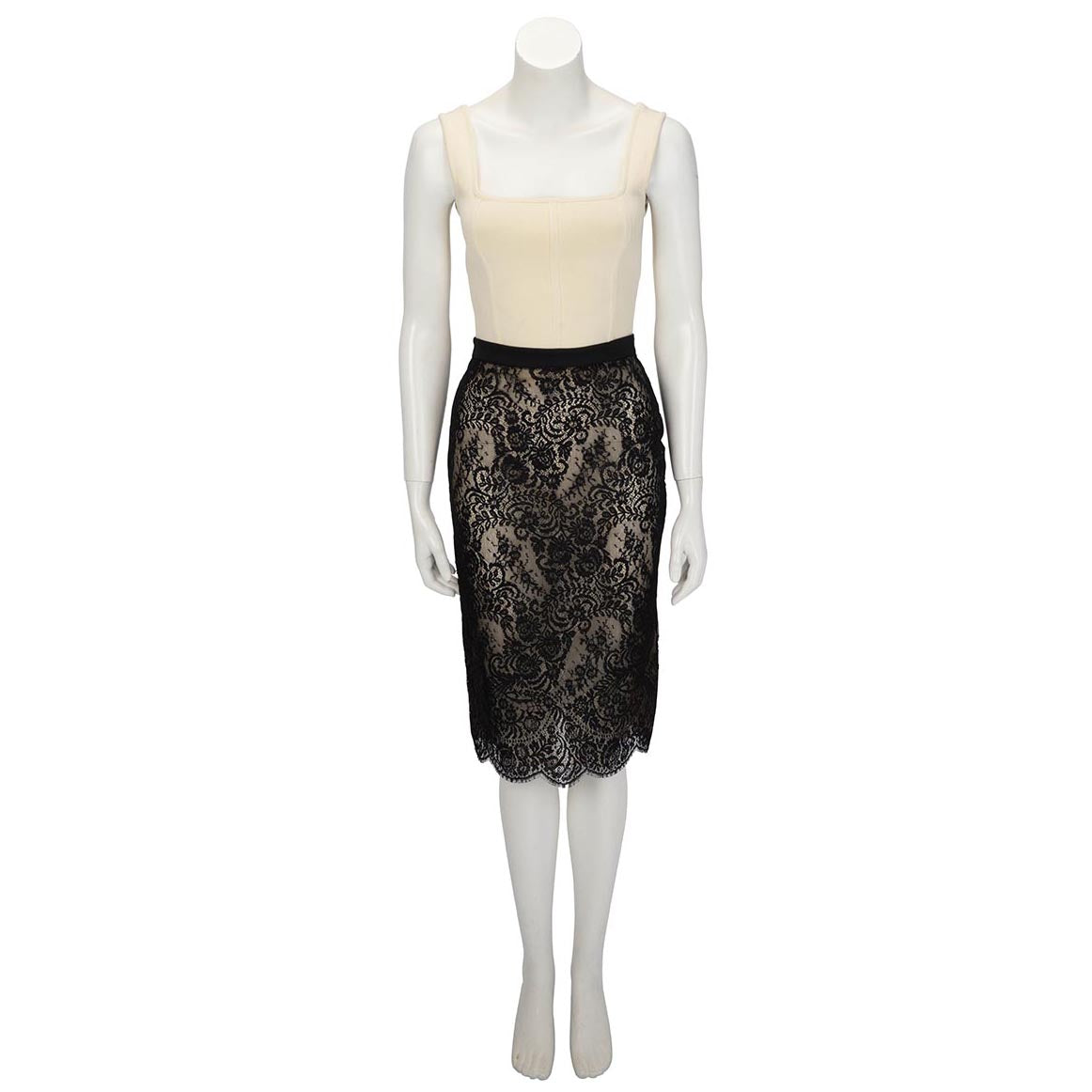 Alexander McQueen Black Lace Obsession Sheer Pencil Skirt IT 38