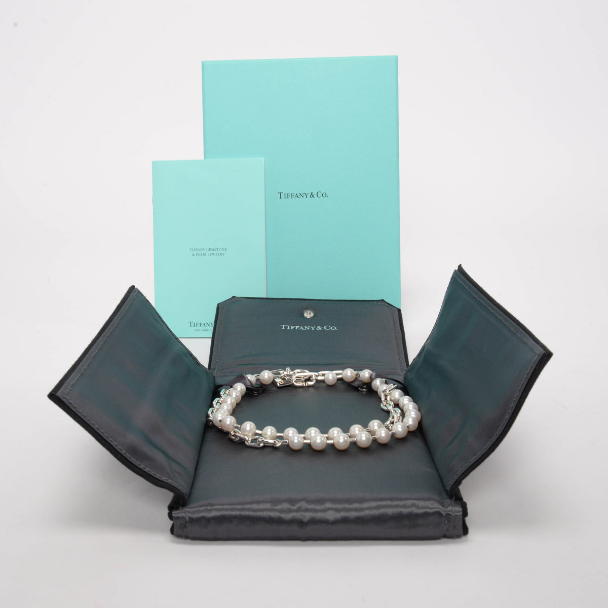 Tiffany & Co Sterling Silver & Freshwater Pearl HardWear Lock Necklace