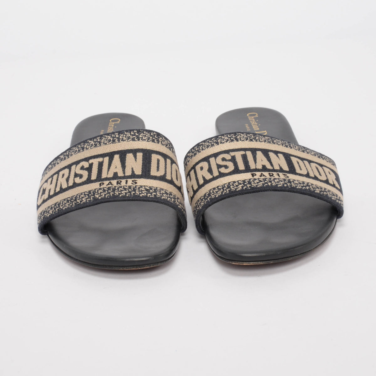 Dior Deep Blue Embroidered D-Way Slides 42