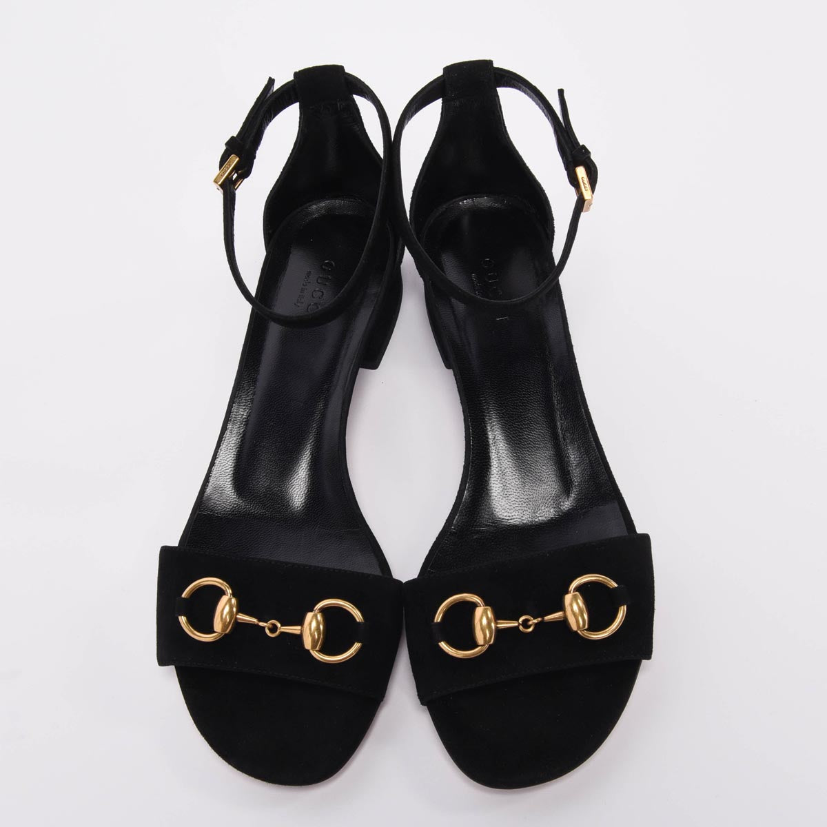 Gucci Black Suede Horsebit Sandals 37.5