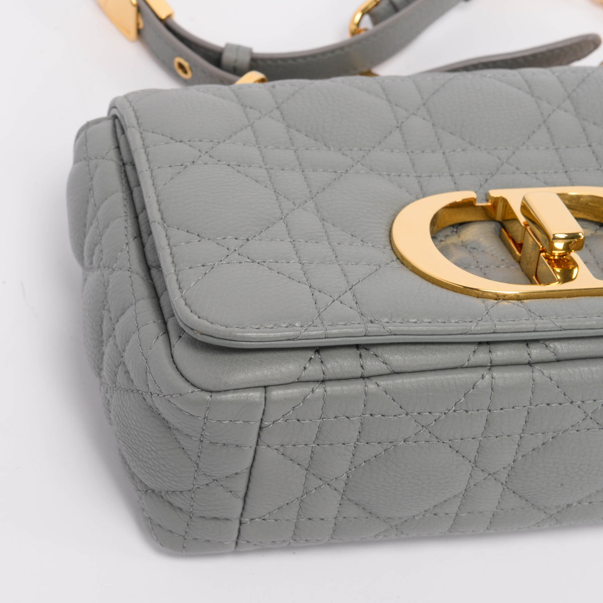 Dior Grey Cannage Calfskin Small Caro Bag