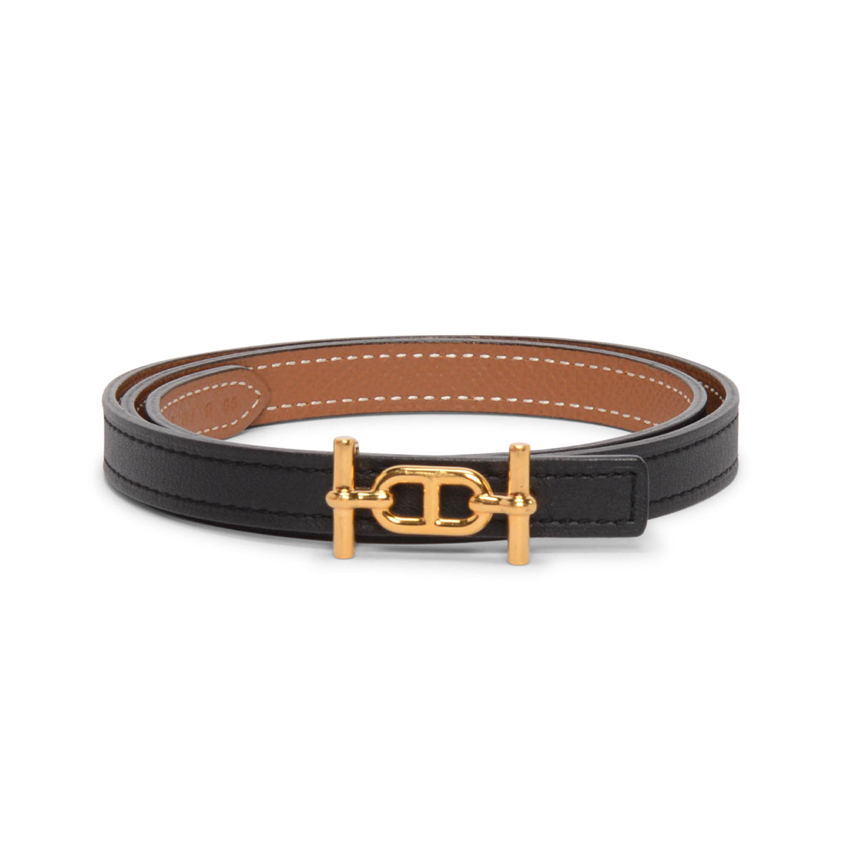 Hermes Black & Gold Epsom Ancre Reversible Belt