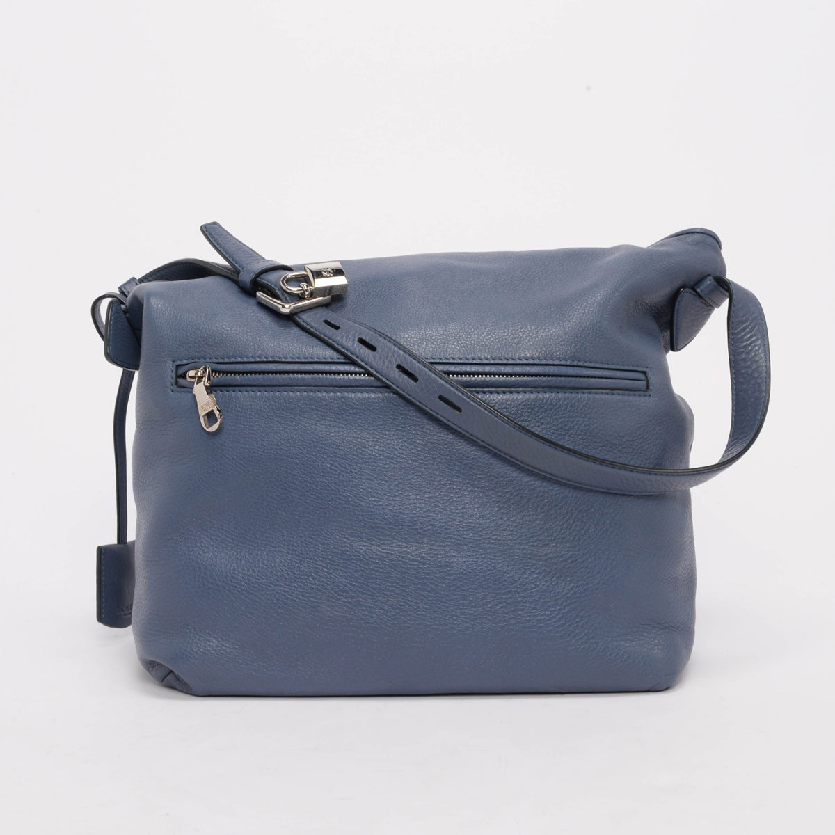 Loewe Blue Grained Calfskin Heritage Hobo Shoulder Bag