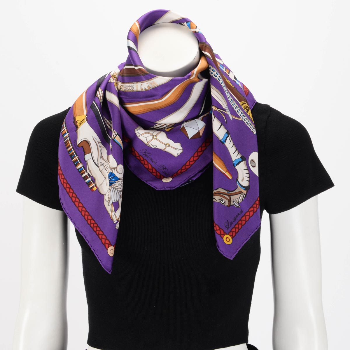 Hermes Purple Silk Le Cannes Scarf