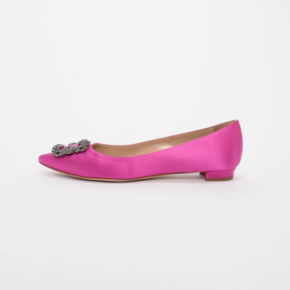 Manolo Blahnik Pink Satin Hangisi Flats 41