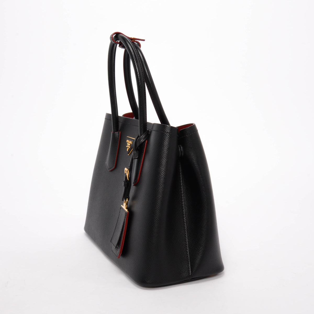 Prada Black Saffiano Cuir Medium Double Bag