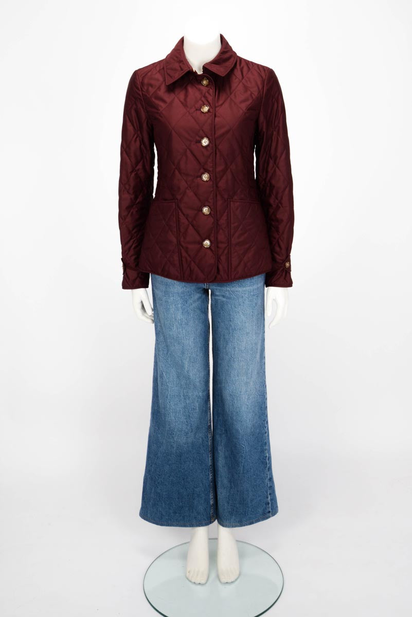 Burberry Burgundy Nylon Quilted Jacket