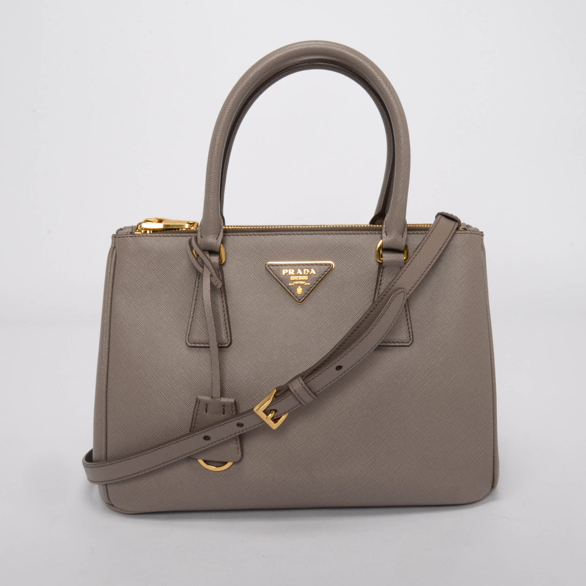 Prada Grey Saffiano Lux Small Galleria Tote