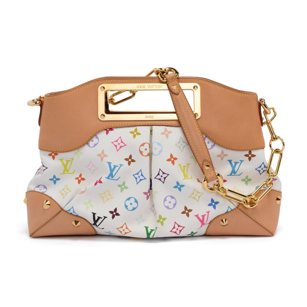 Louis Vuitton White Monogram Multicolore Judy MM Clutch