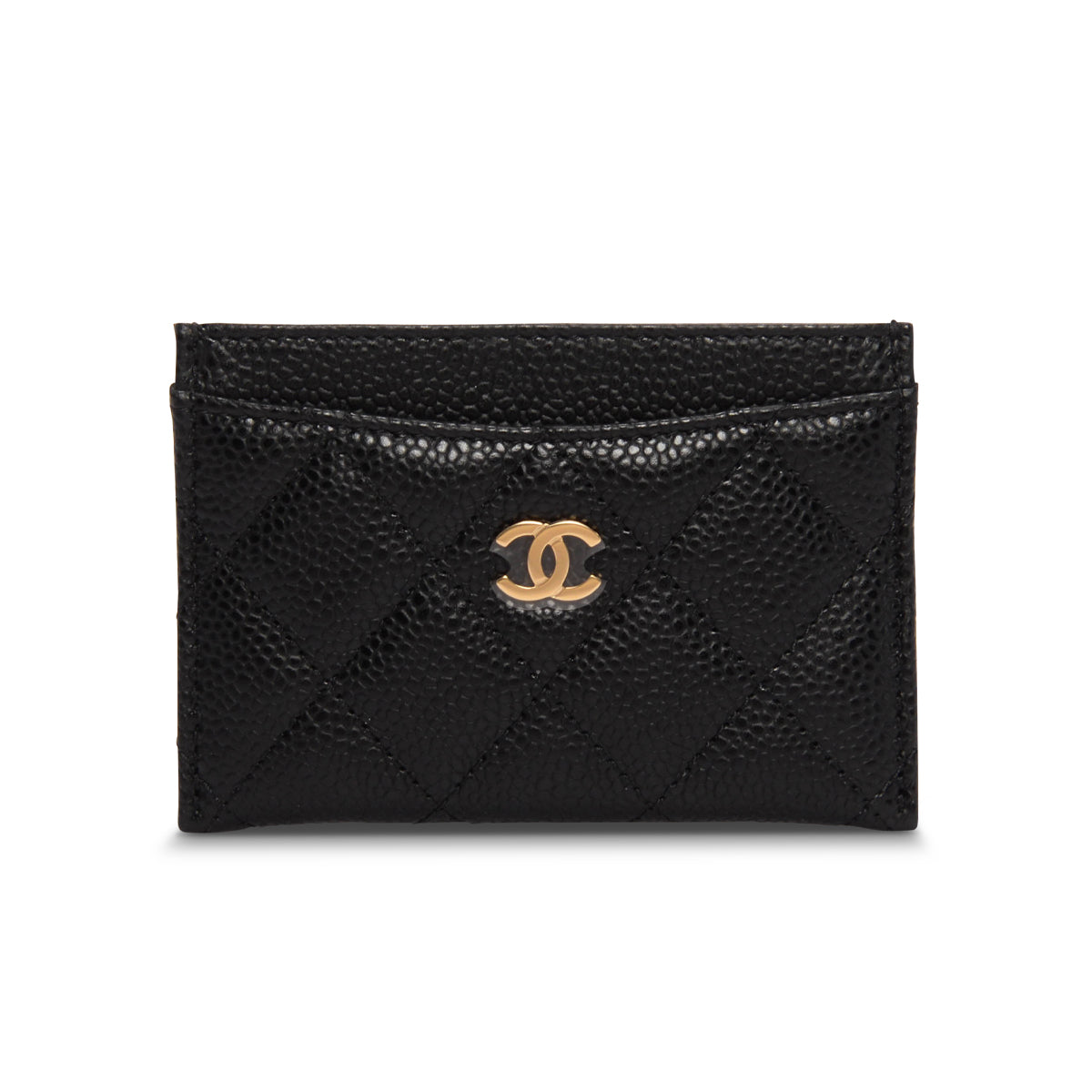 Chanel Black Quilted Caviar Classic CC Card Holder