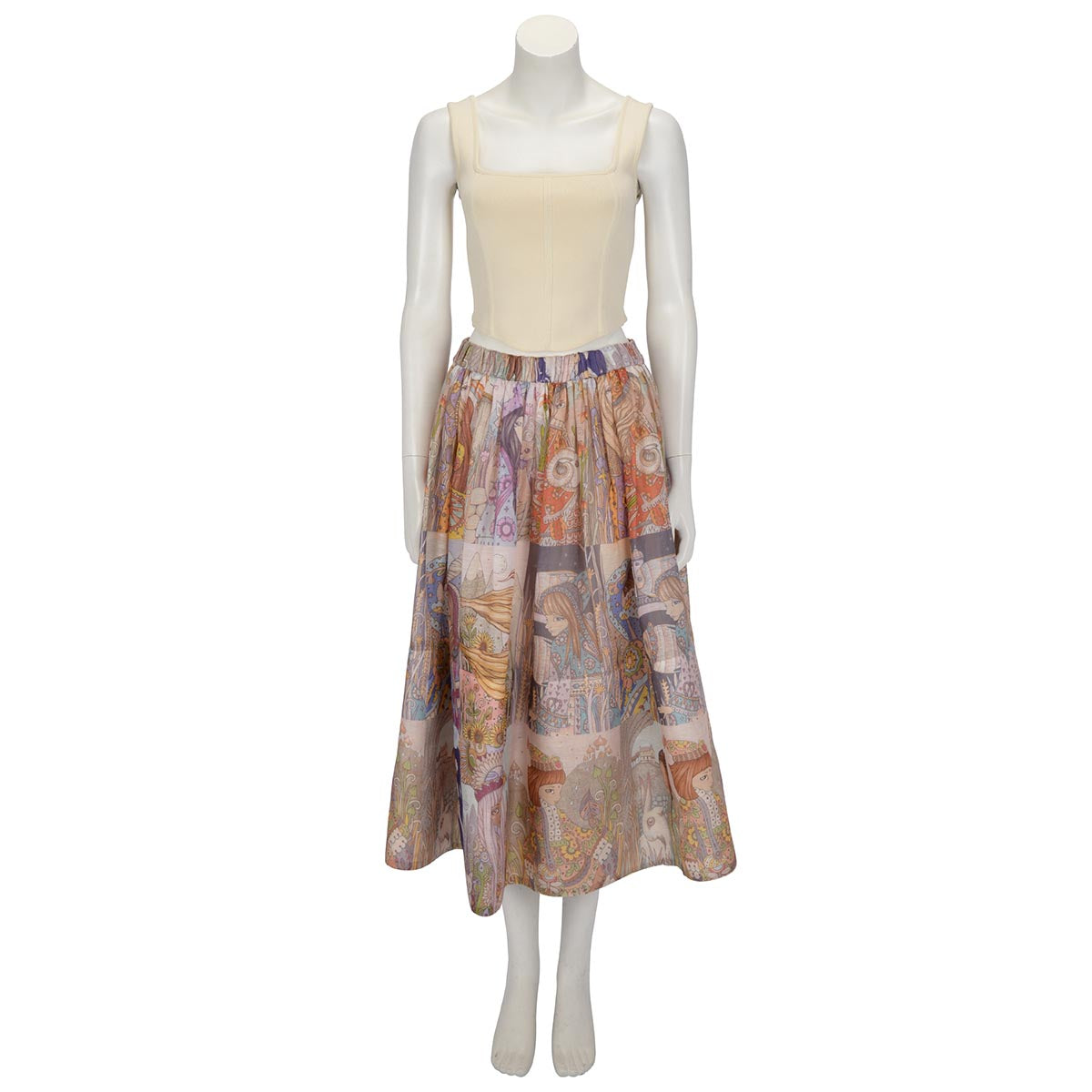 Zimmermann Kaleidoscope Zodiac Girls Tile Midi Skirt 0