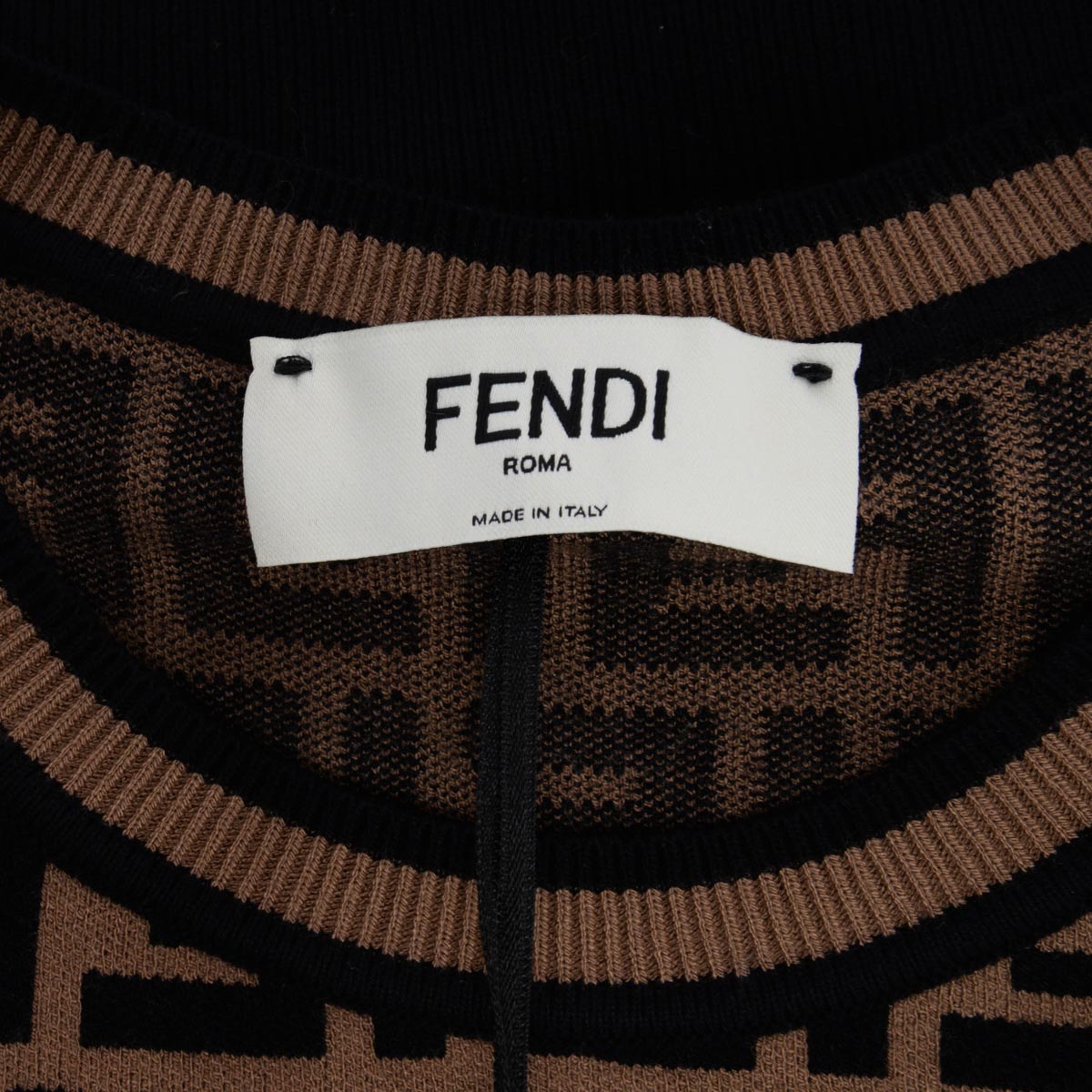Fendi Tobacco Knit FF Motif Sweater IT 46
