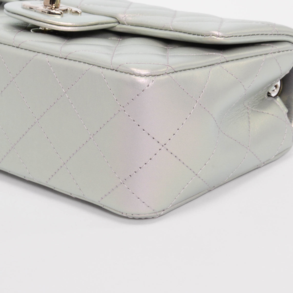 Chanel Purple Iridescent Calfskin Mini Rectangular Flap Bag
