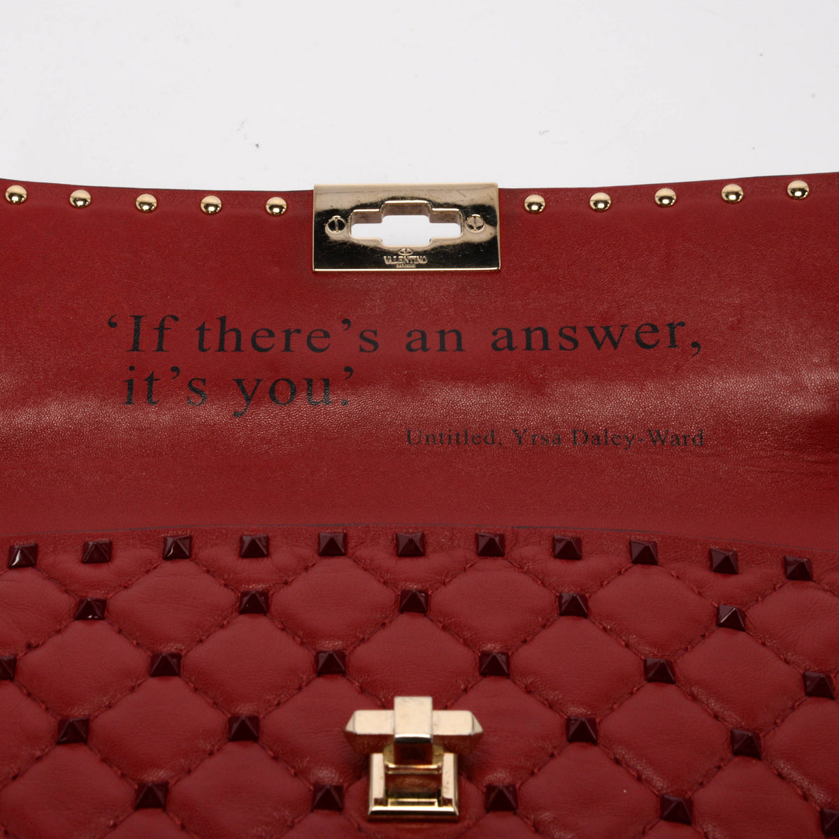 Valentino Red Calfskin Medium Rockstud On Love Bag