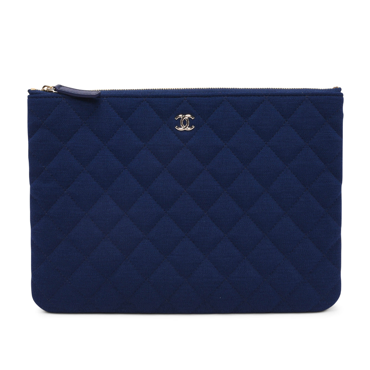 Chanel Cobalt Quilted Jersey Medium O-Case