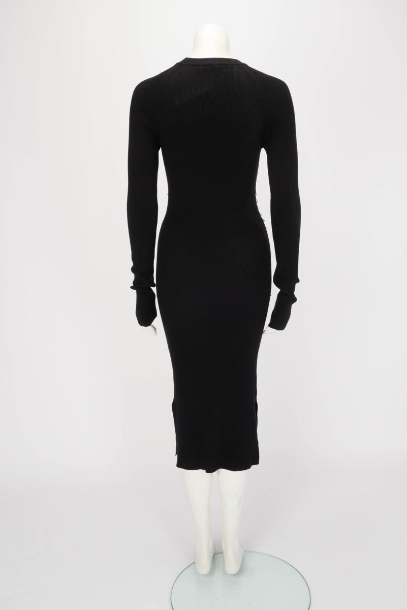 Mugler Black Knit Piercing Detail Midi Dress XL