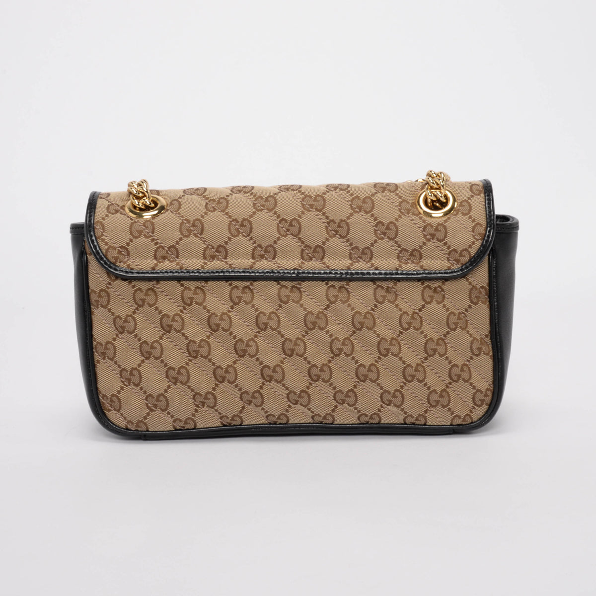 Gucci Black & Beige Monogram Matelasse Small GG Marmont Bag