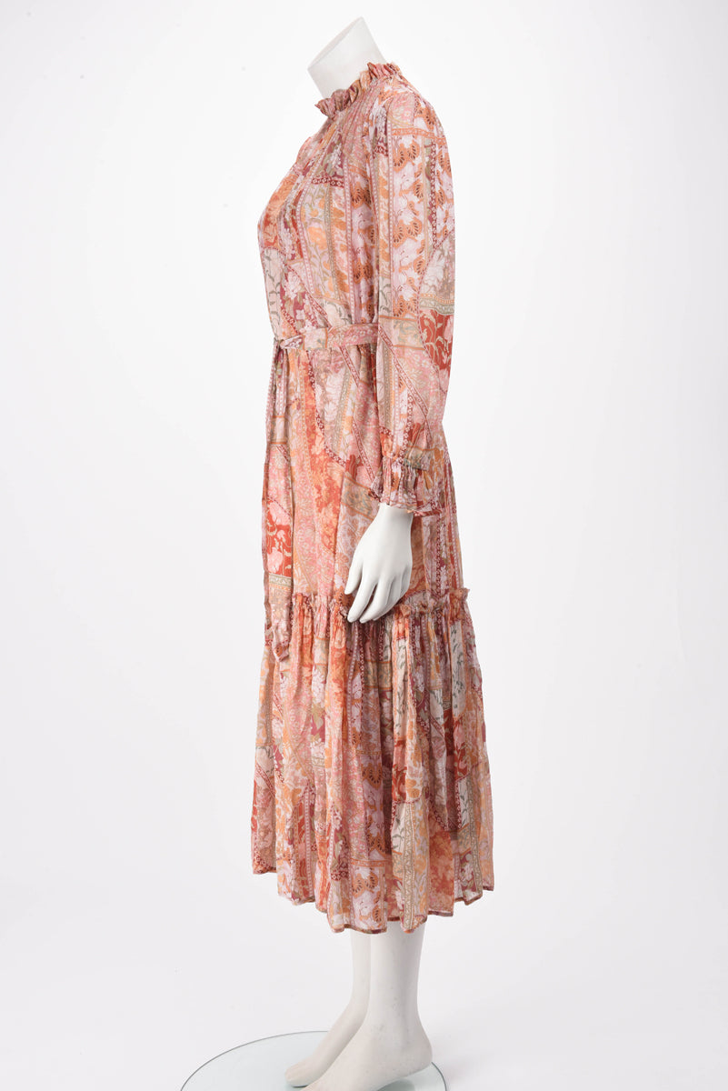 Zimmermann Red Floral Kaleidoscope Tubular Midi Dress 0