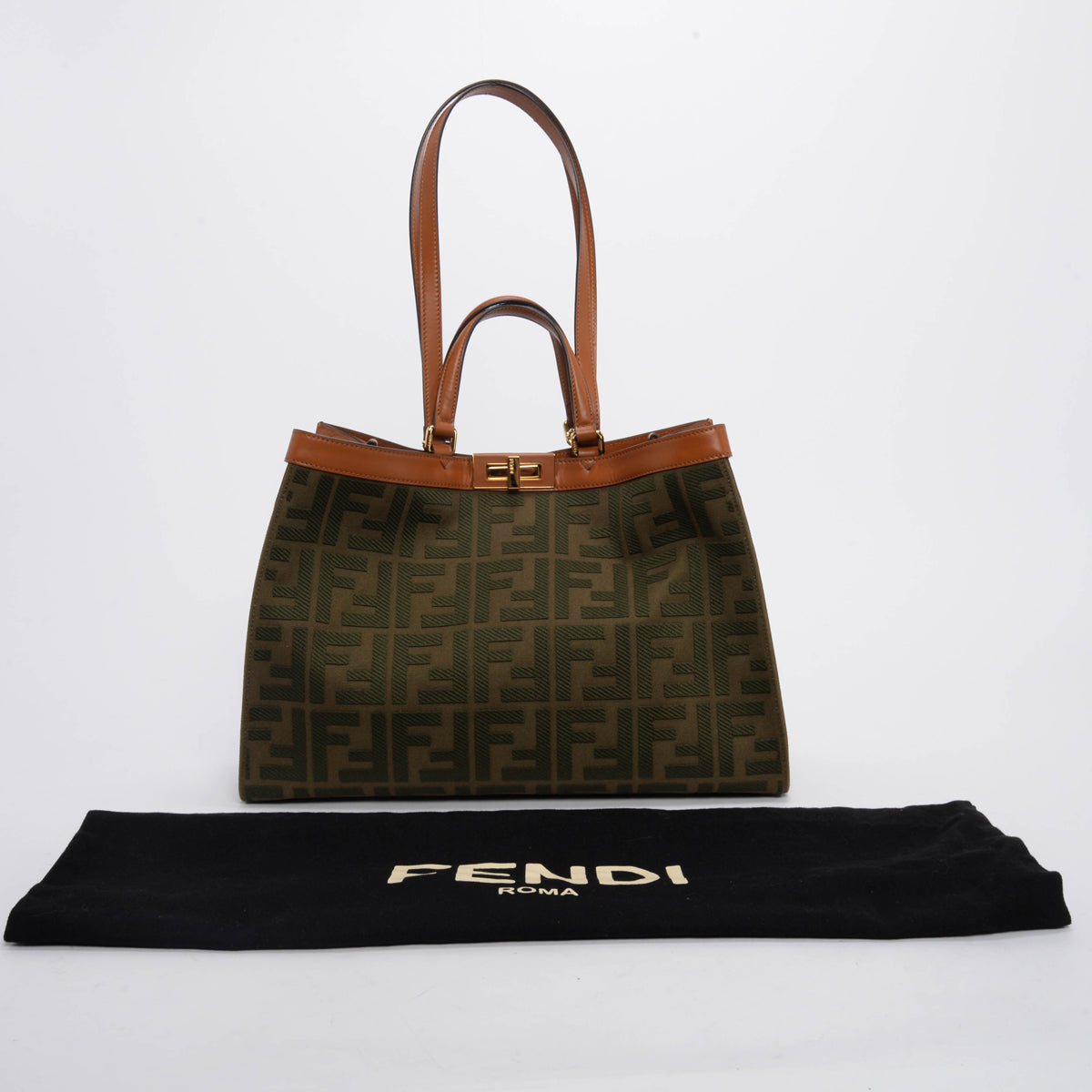 Fendi Khaki Canvas Medium Peekaboo X-Tote