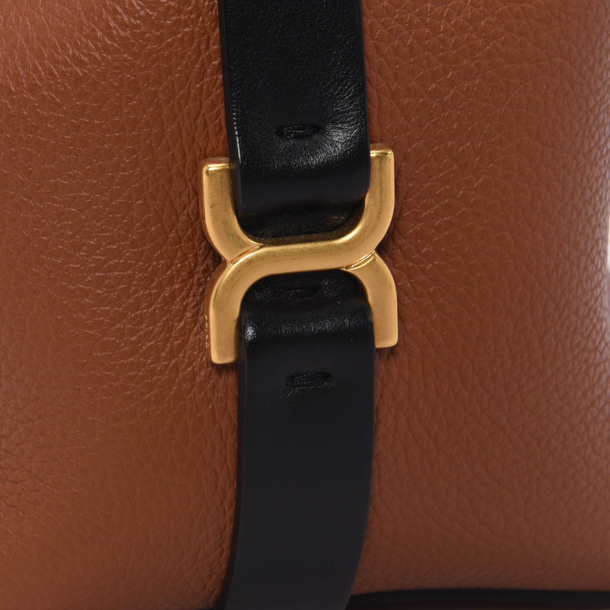 Chloe Tan & Black Calfskin Marcie Drawstring Bucket Bag