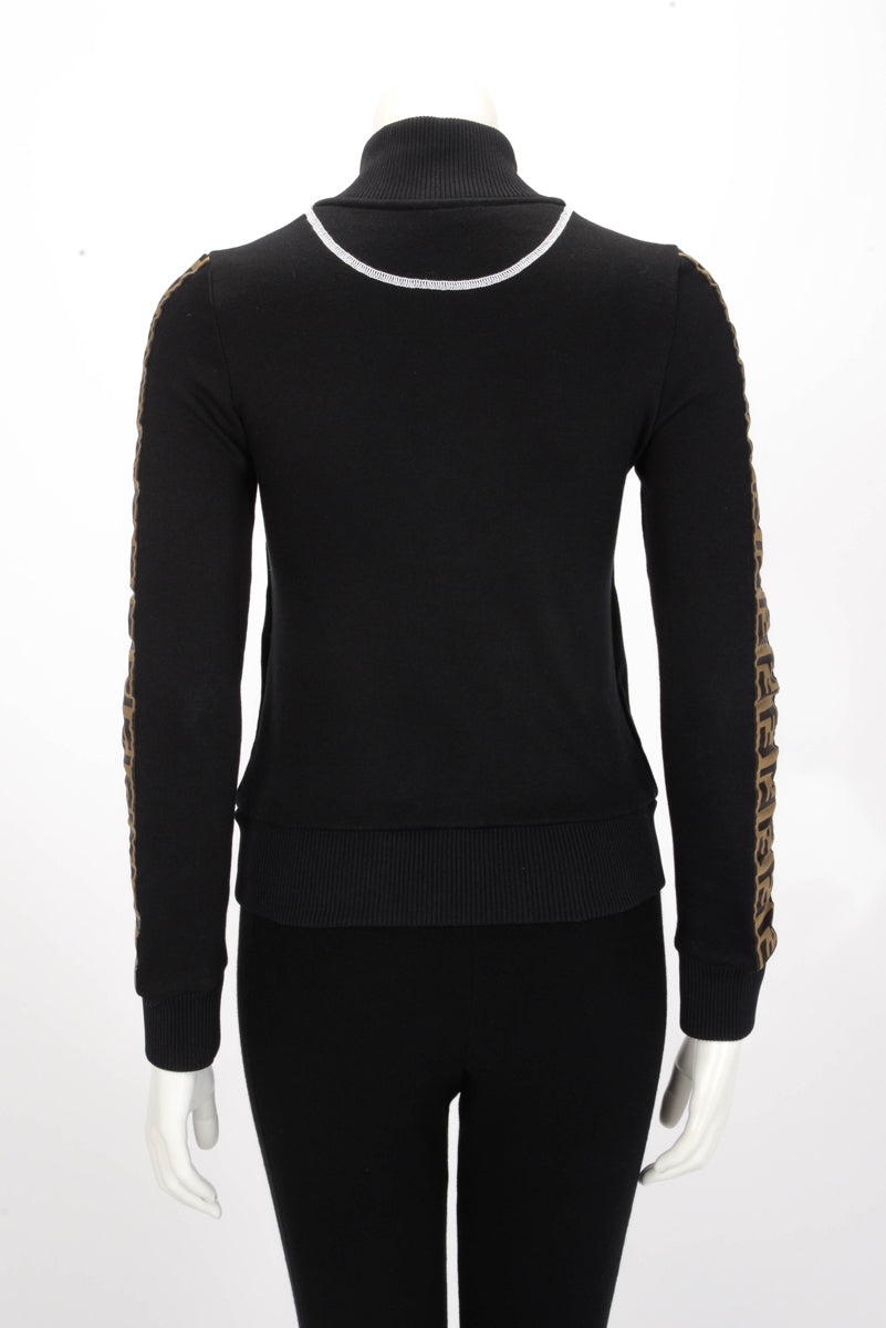 Fendi Black Cotton Logo Track Jacket IT 38