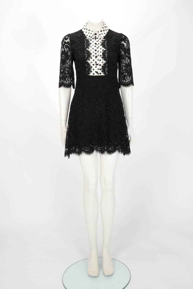 Dolce & Gabbana Black Lace Polka Dot Dress IT 40