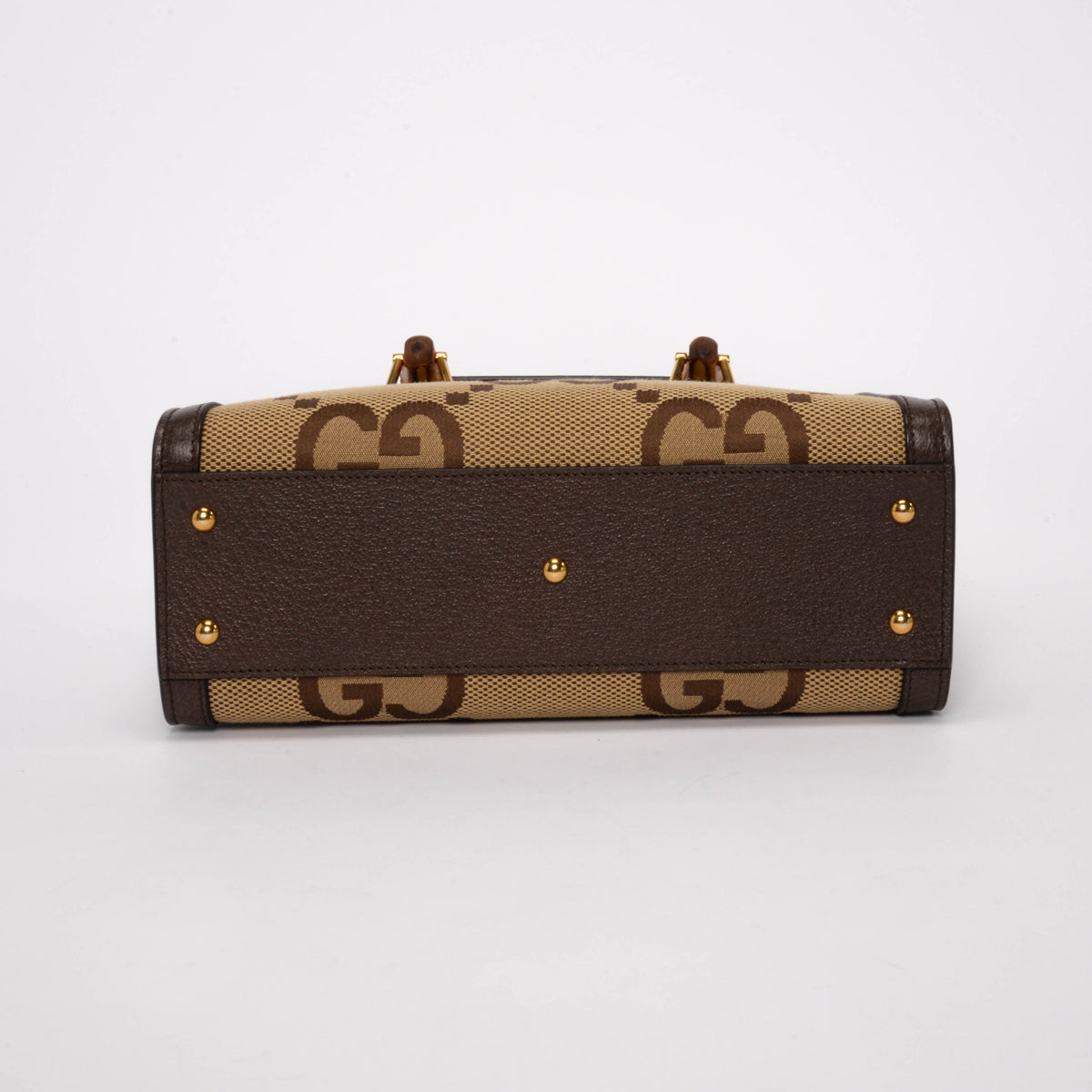 Gucci Brown Textured Dollar Calfskin Jumbo GG Small Diana Bag