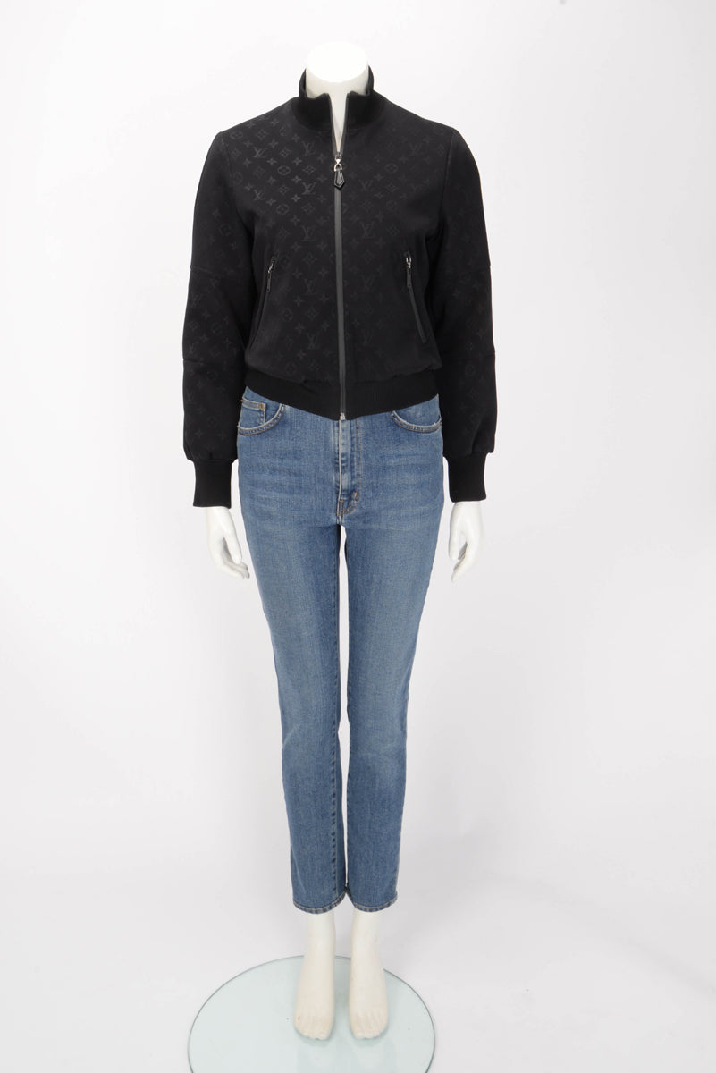Louis Vuitton Black Monogram Jersey Bomber Jacket FR 34