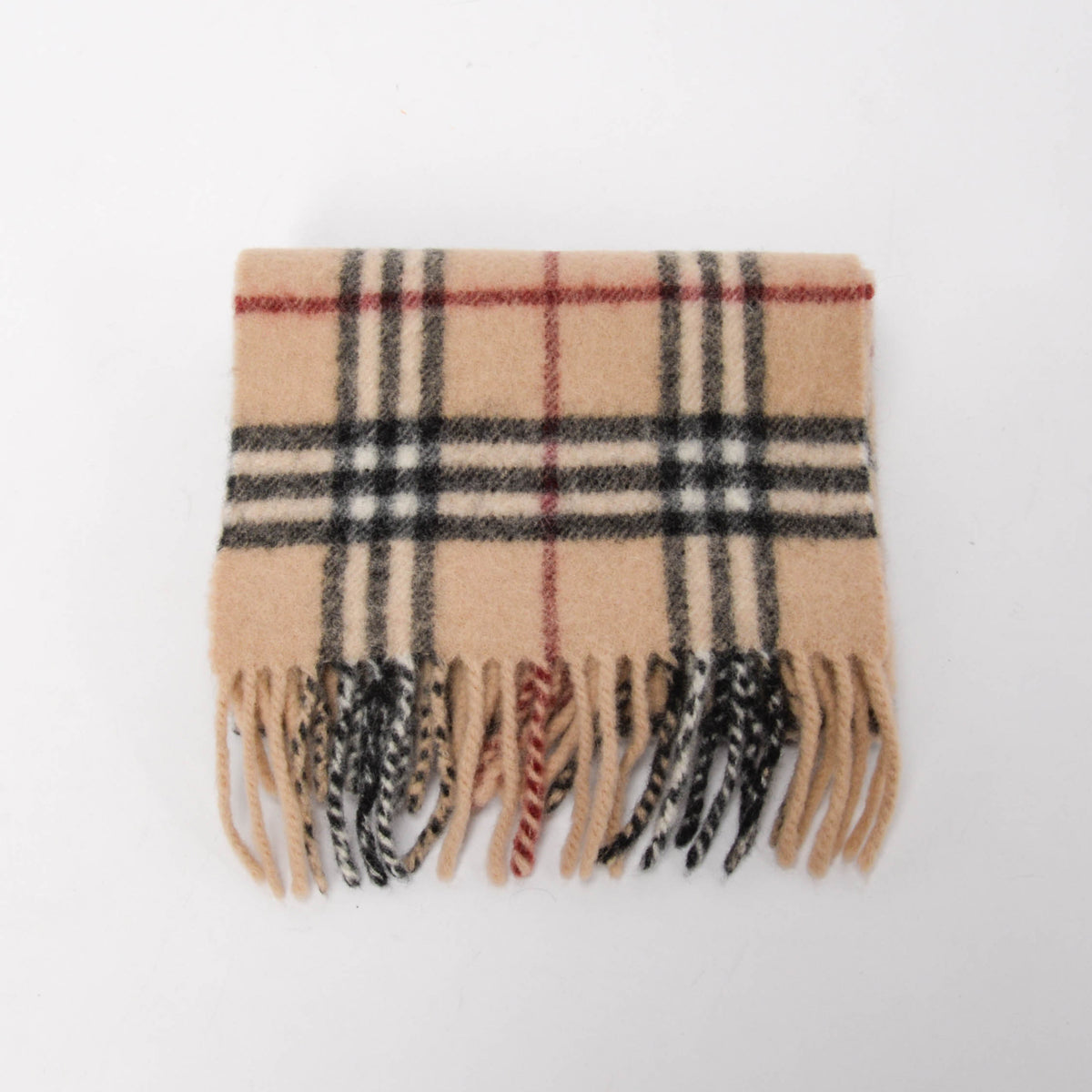 Burberry Beige Lambswool Nova Check Fringed Scarf