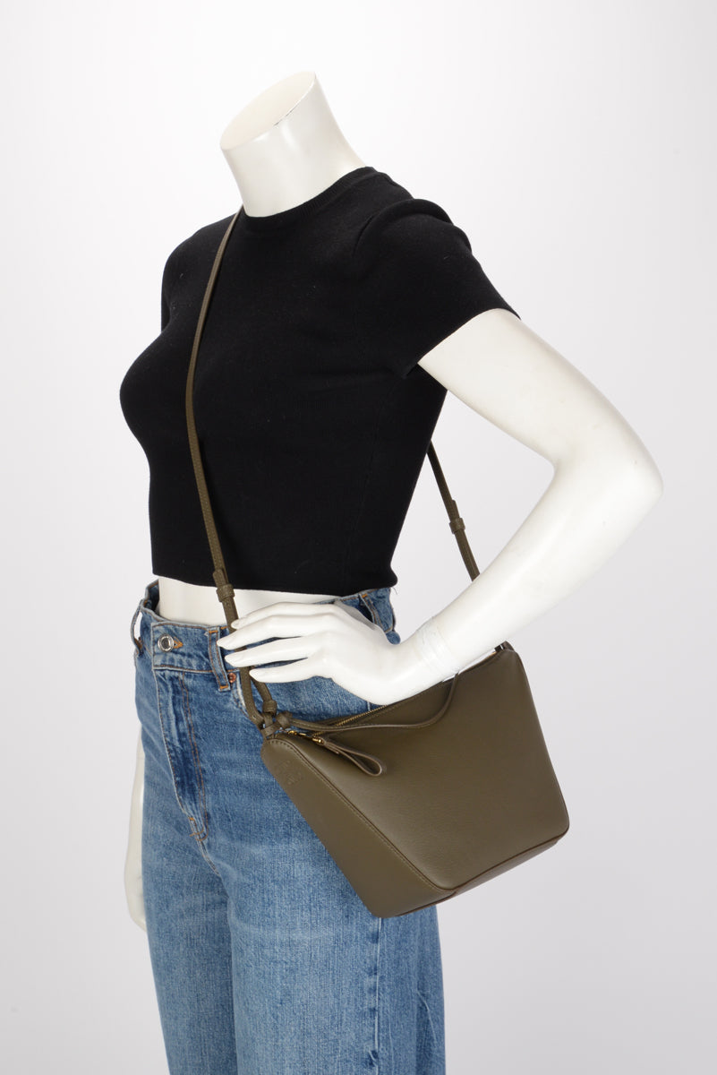 Loewe Olive Calfskin Braided Handle Mini Hammock Hobo + Strap