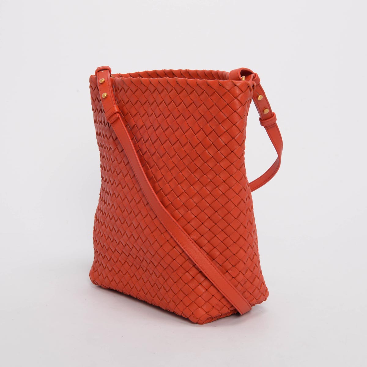 Bottega Veneta Burnt Orange Intrecciato Cross Body Bag