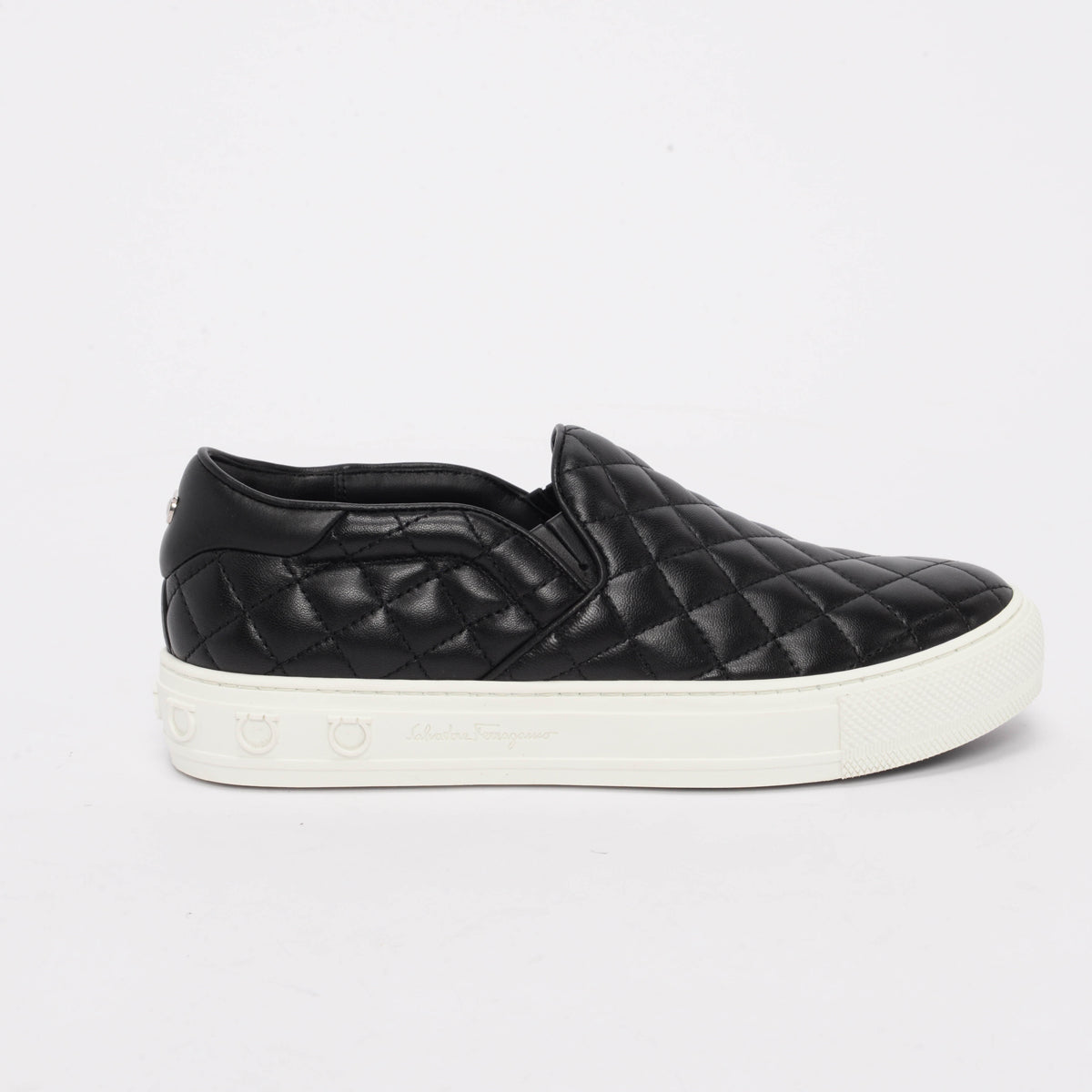 Ferragamo Black Quilted Lambskin Lisa 1 Slip-On Sneakers 6.5