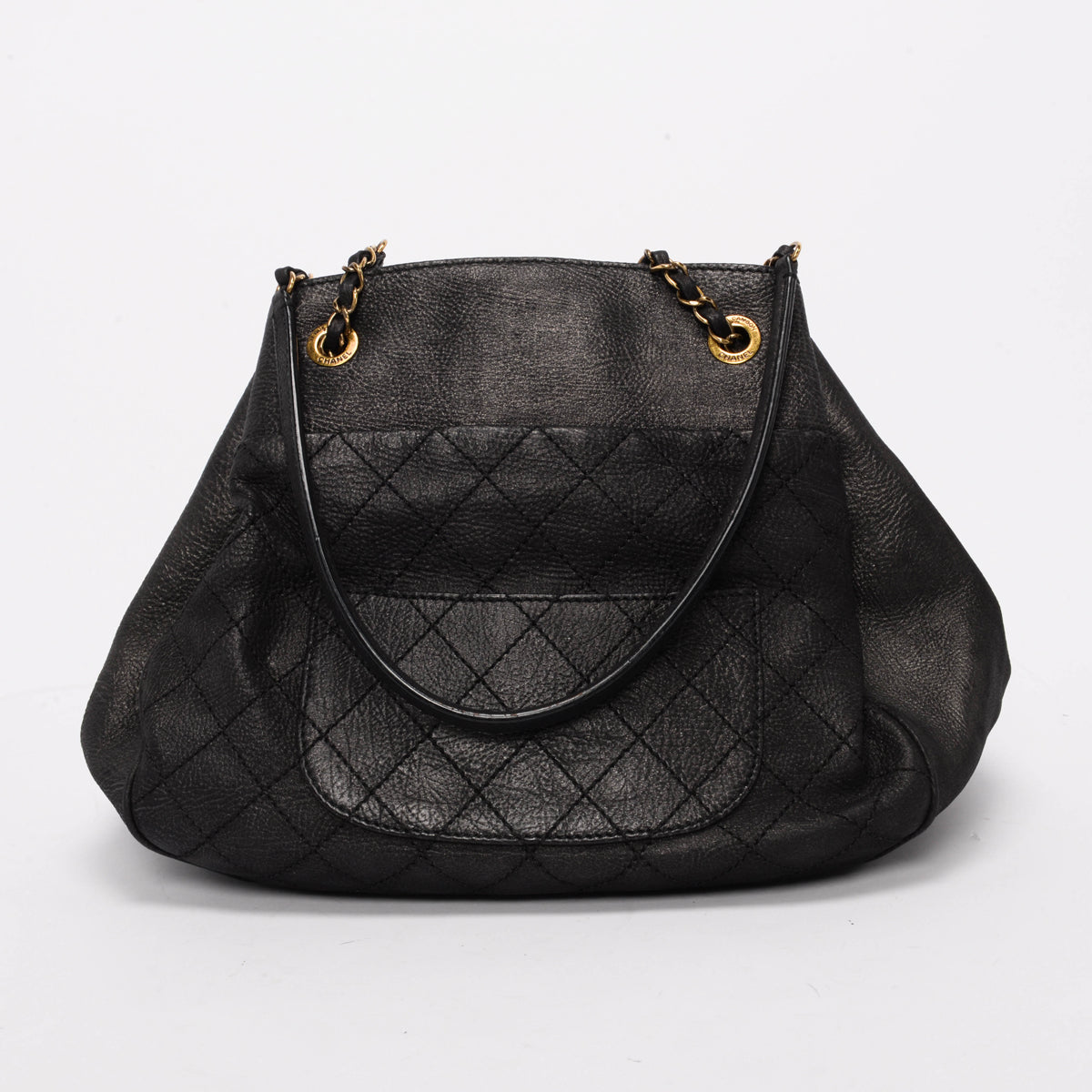 Chanel Black Quilted Calfskin CC Charm Shopper Tote