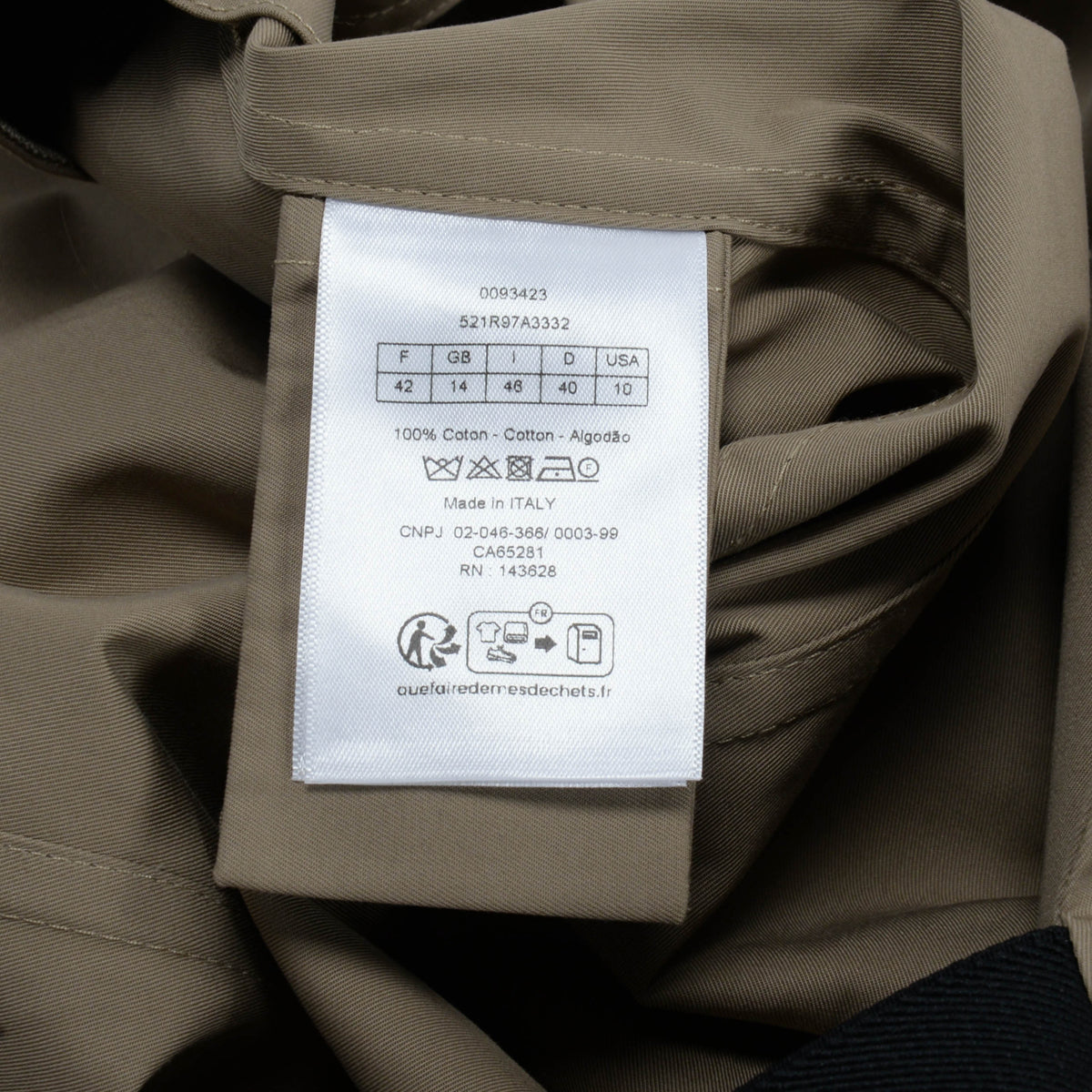 Dior Dark Beige Cotton Gabardine Sleeveless Dress FR 42