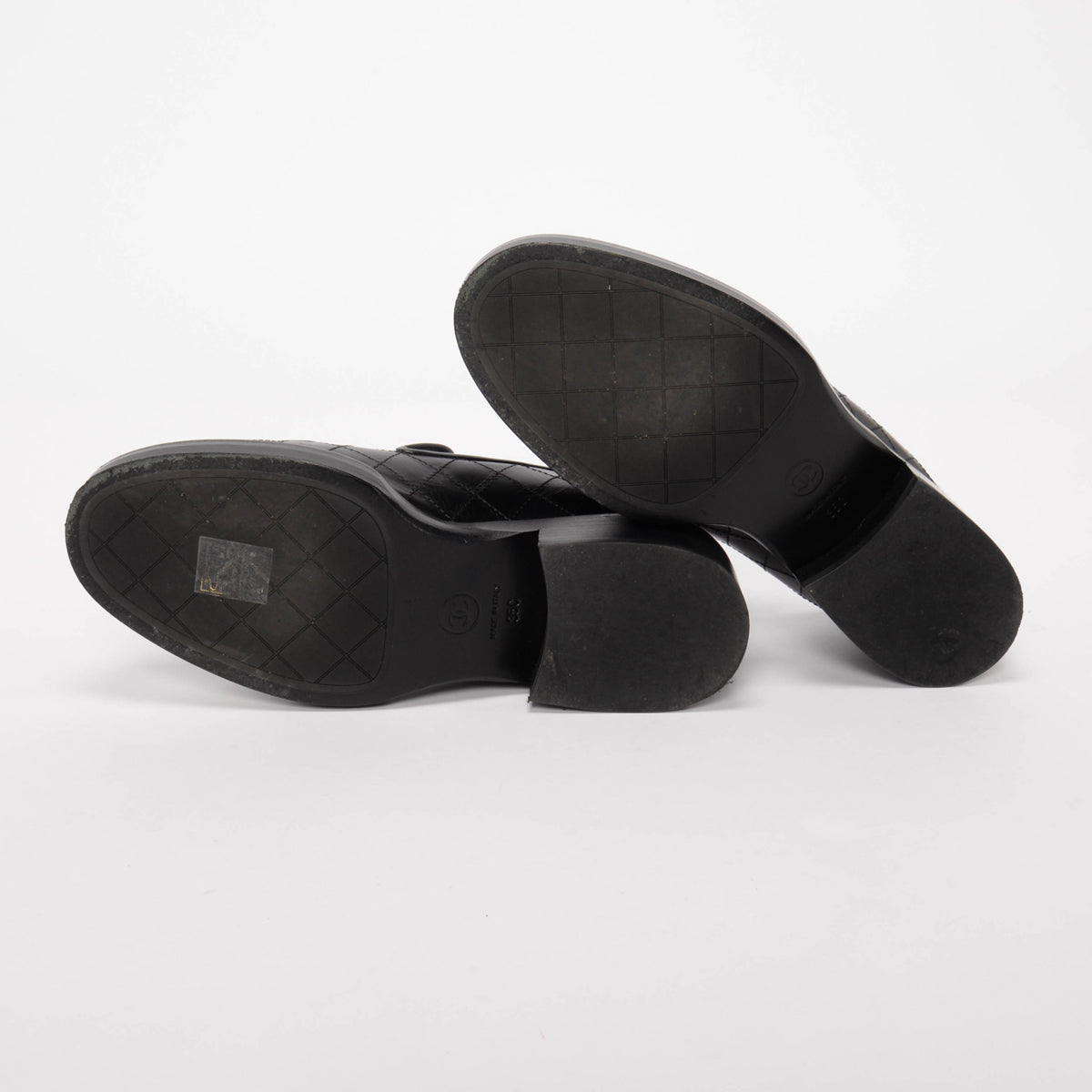 Chanel Black Quilted Calfskin CC Loafers 35