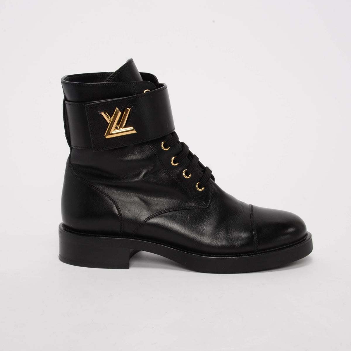 Louis Vuitton Black Calfskin Wonderland Flat Ranger Boots 38.5