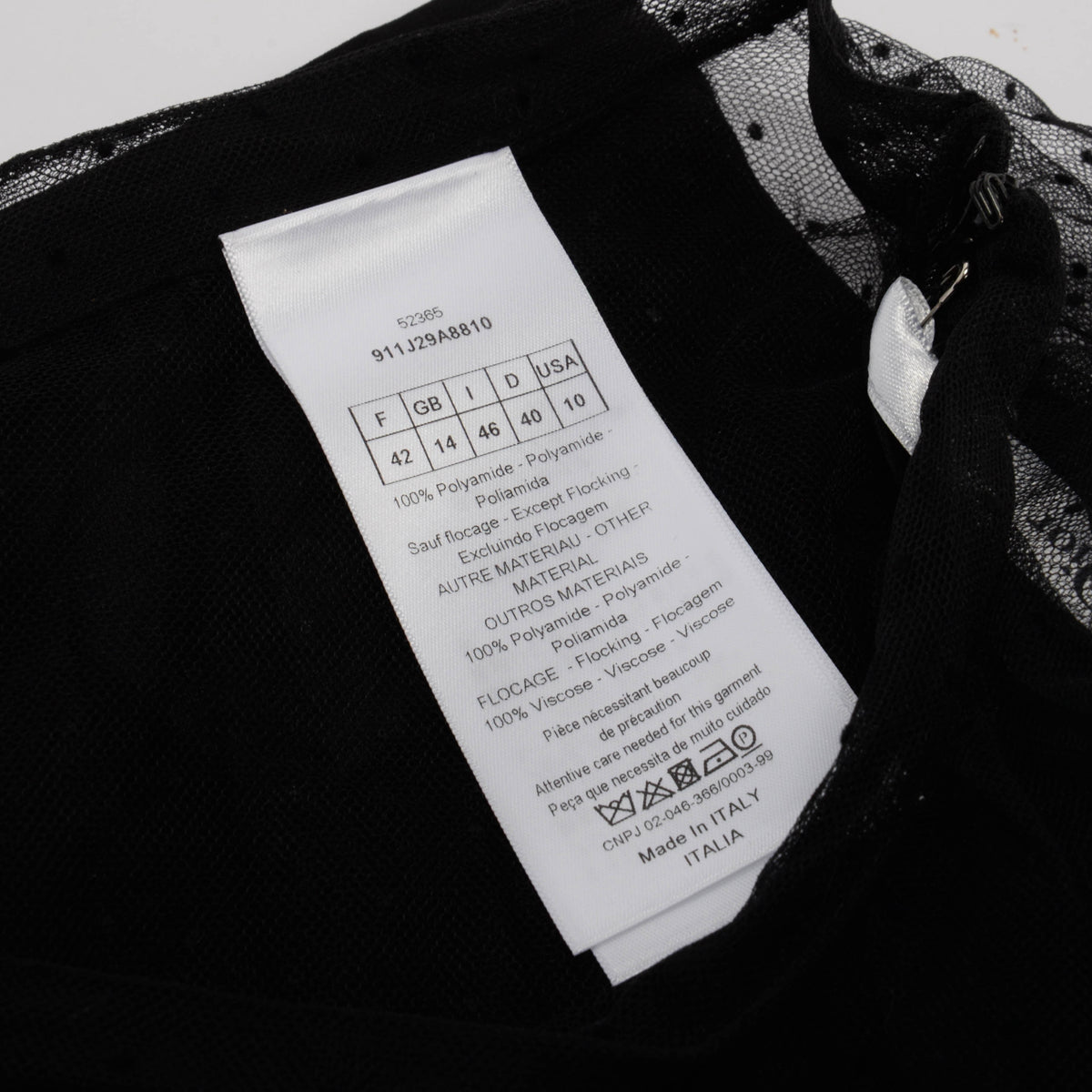 Dior Black Polka Dot Tulle Midi Skirt FR 42