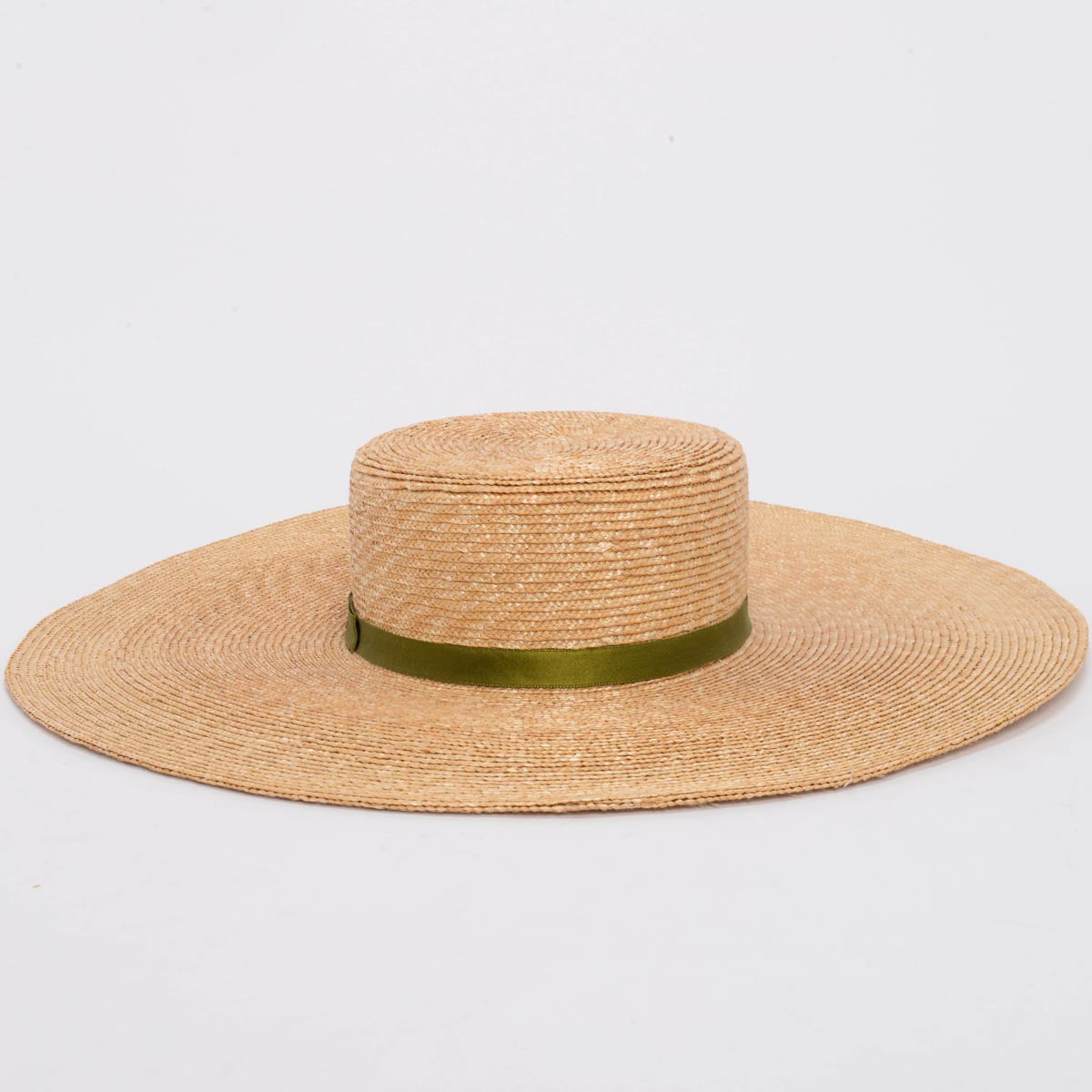 Chanel Ivory Abaca Straw CC Ribbon Wide Brim Hat