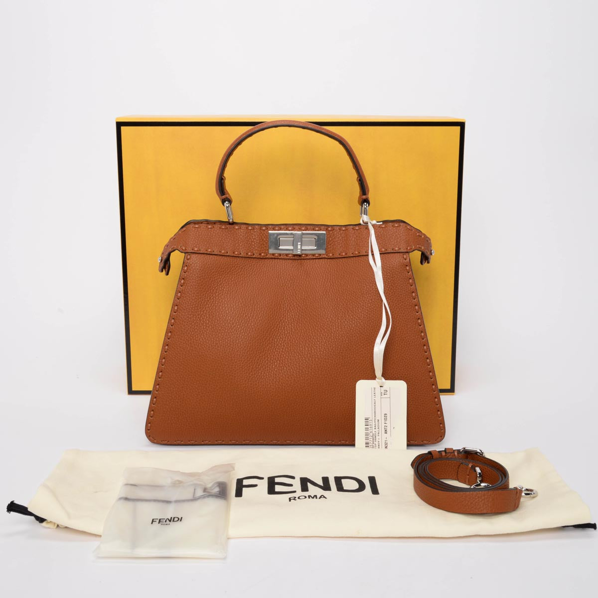 Fendi Tan Roma Calfskin Medium Peekaboo ISeeU Bag