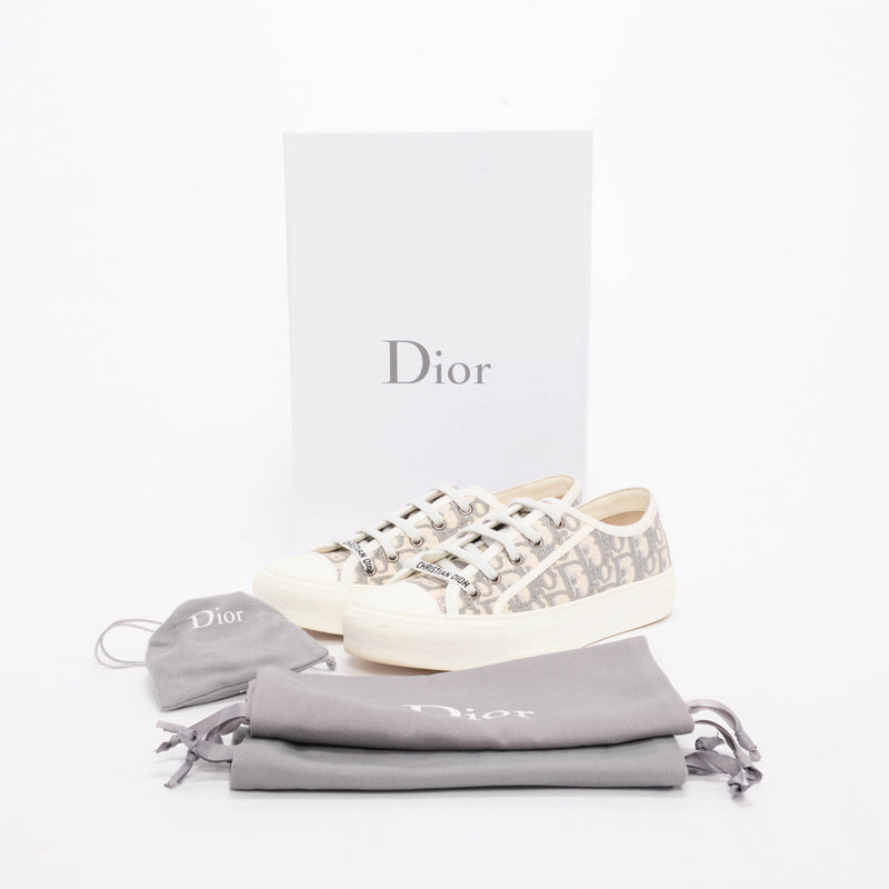 Dior Grey Oblique Canvas Walk'N'Dior Sneakers 38 - Blue Spinach