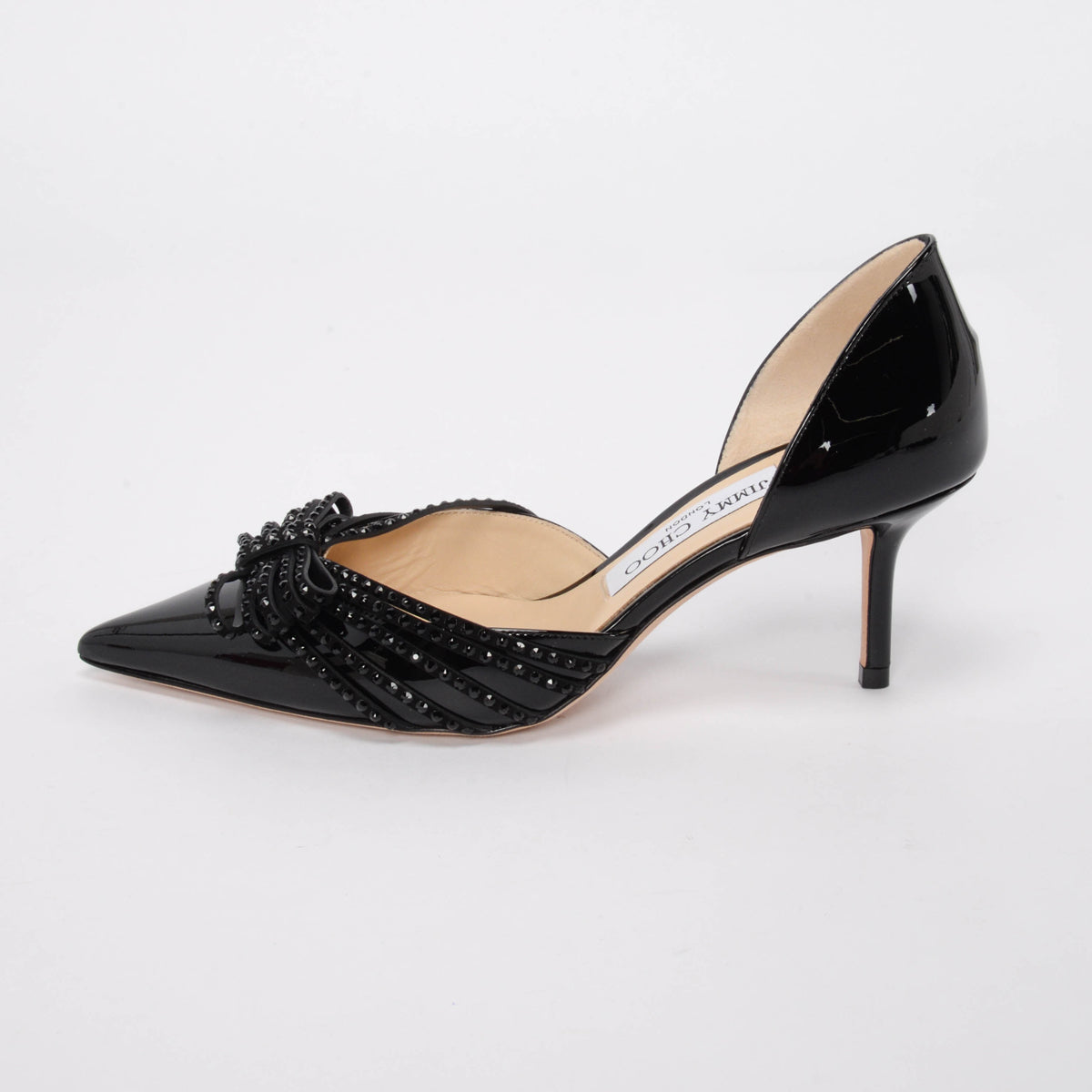 Jimmy Choo Black Patent Kaitence Bow Detail Pumps 36.5