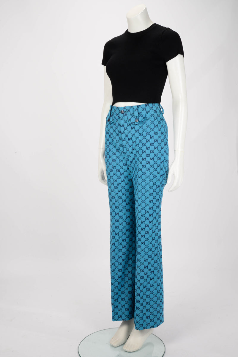 Gucci Blue GG Canvas Flared Pant IT 42