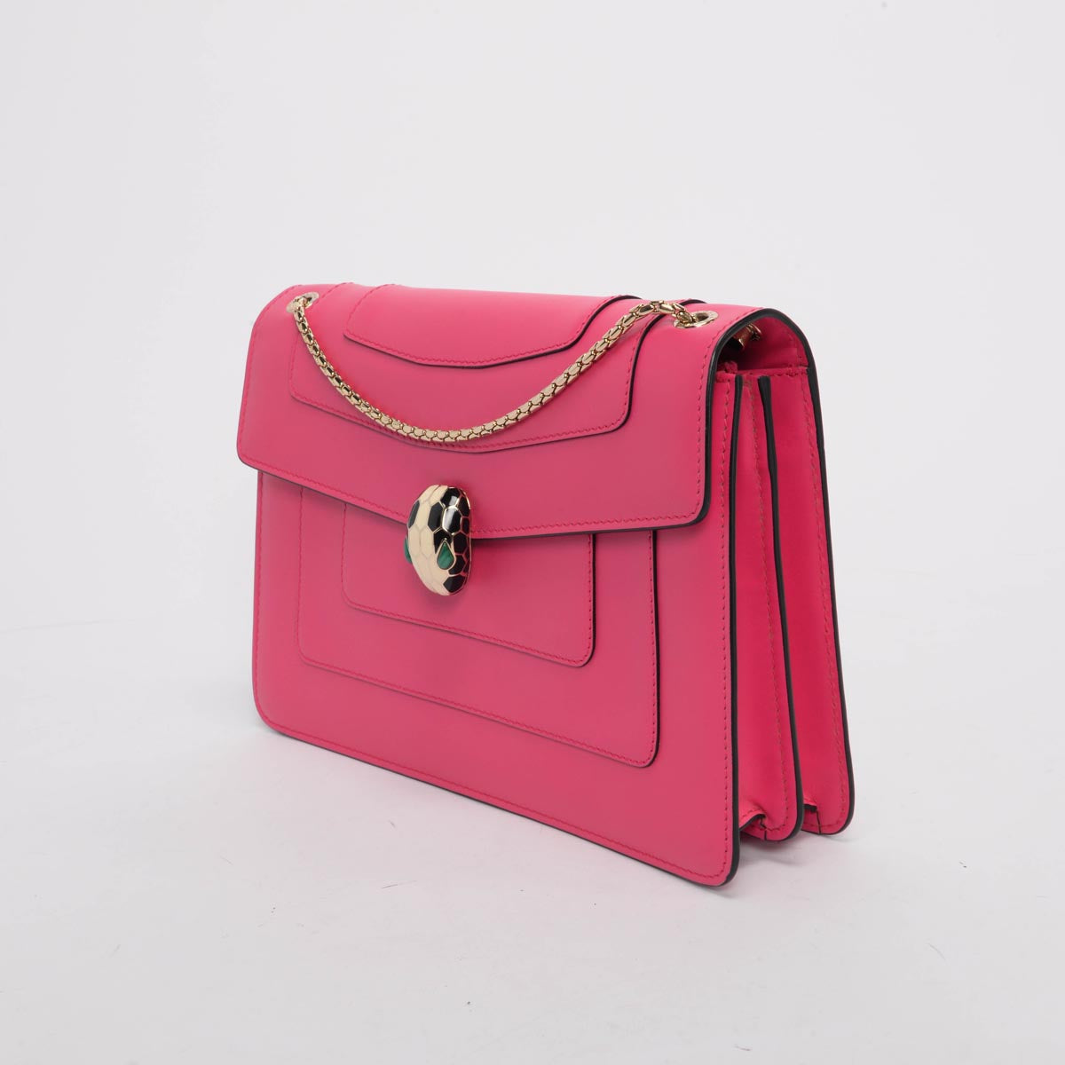 Bulgari Hot Pink Calfskin Serpenti Forever Bag