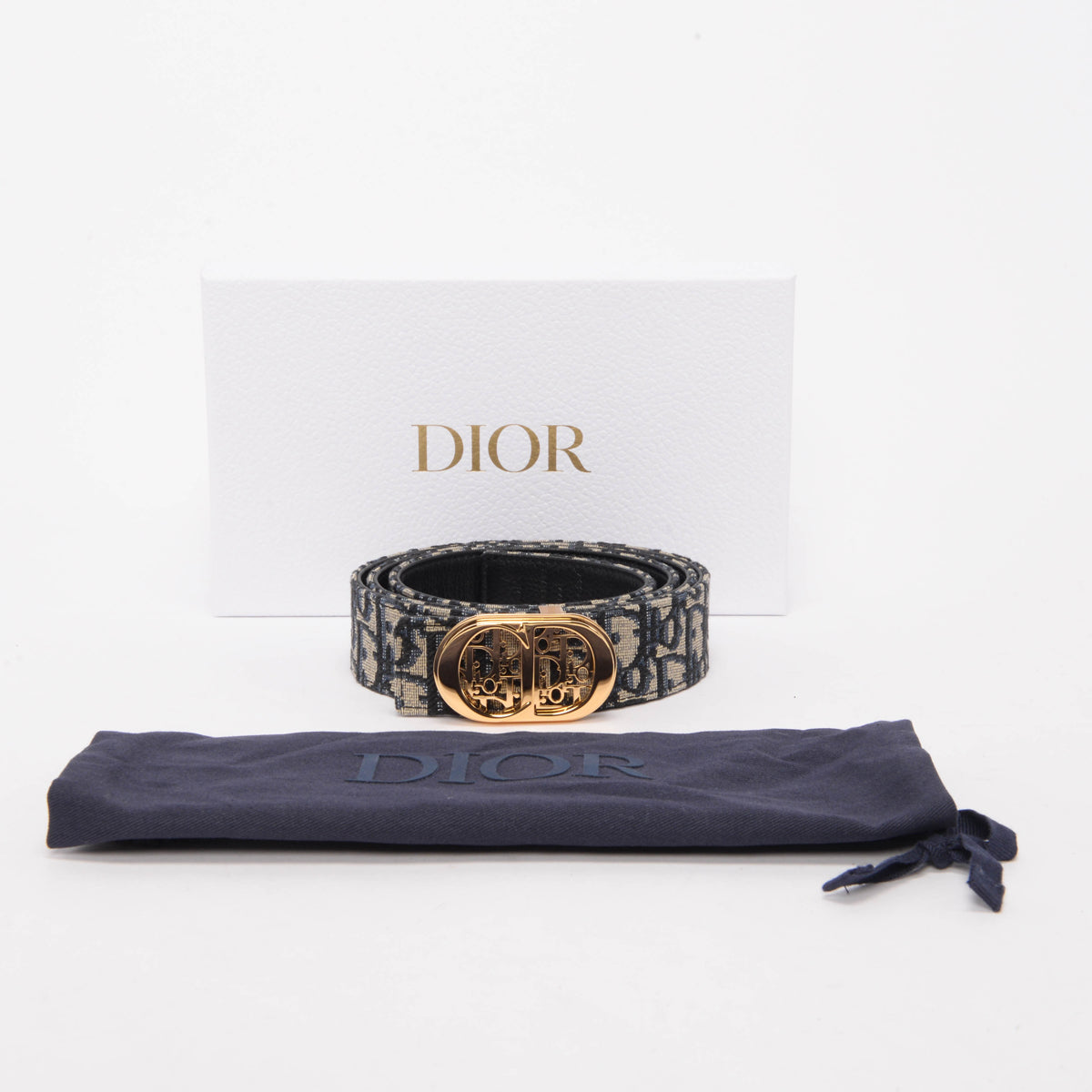 Dior Blue Oblique Canvas CD Icon Cosmo Belt