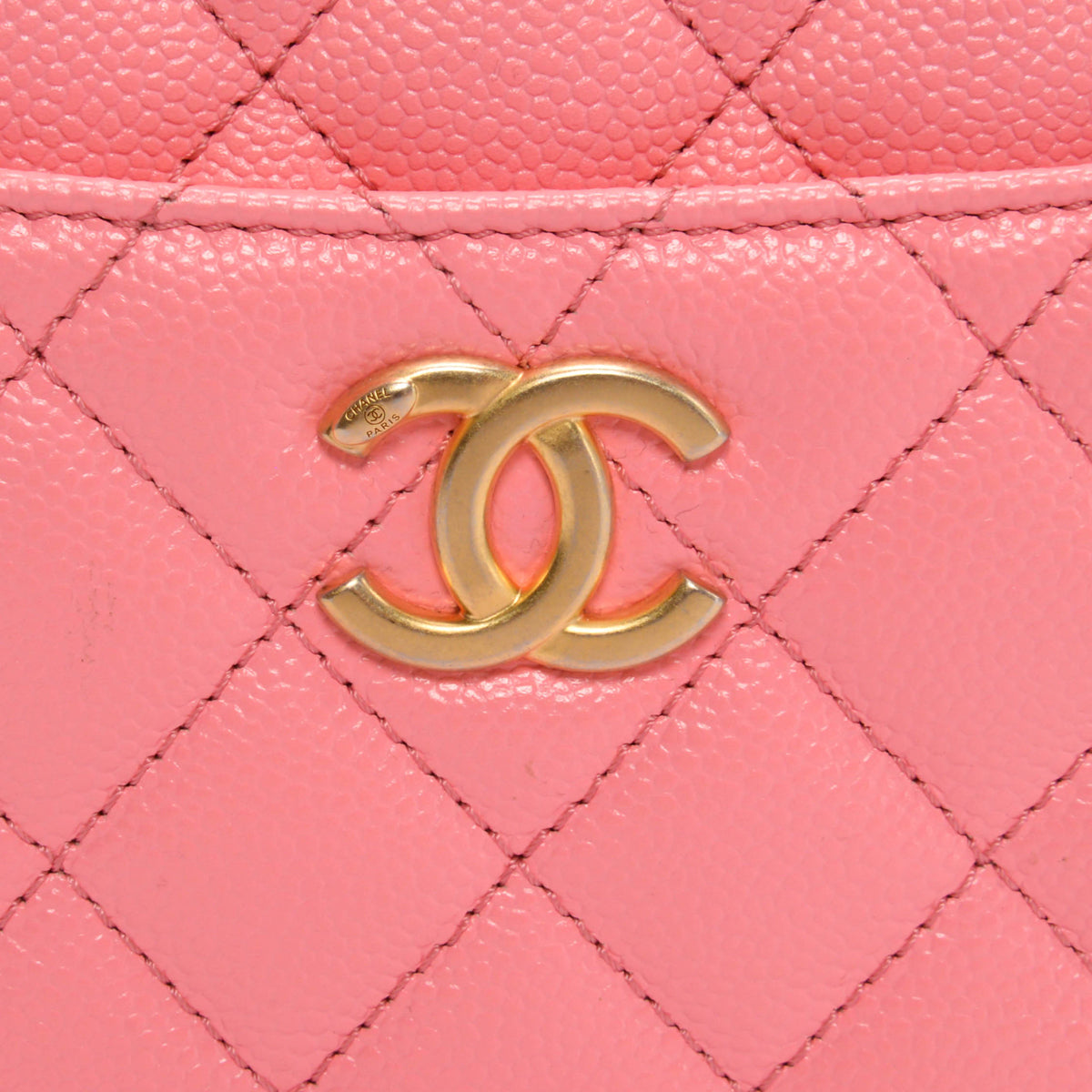 Chanel Pink Quilted Caviar Mini Pick Me Up Vanity Case