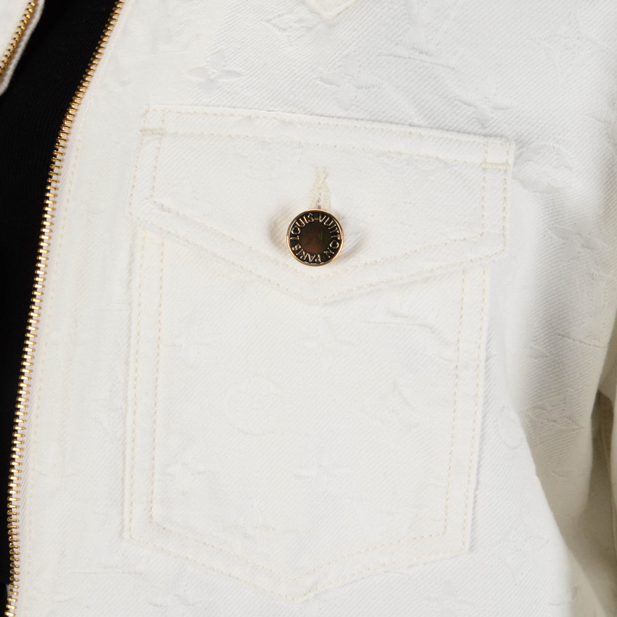 Louis Vuitton White Monogram Denim Oversized Jacket FR 36