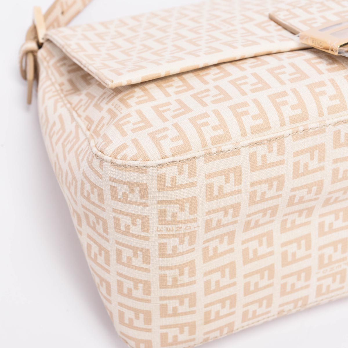 Fendi White Zucchino Canvas Mamma Baguette Bag