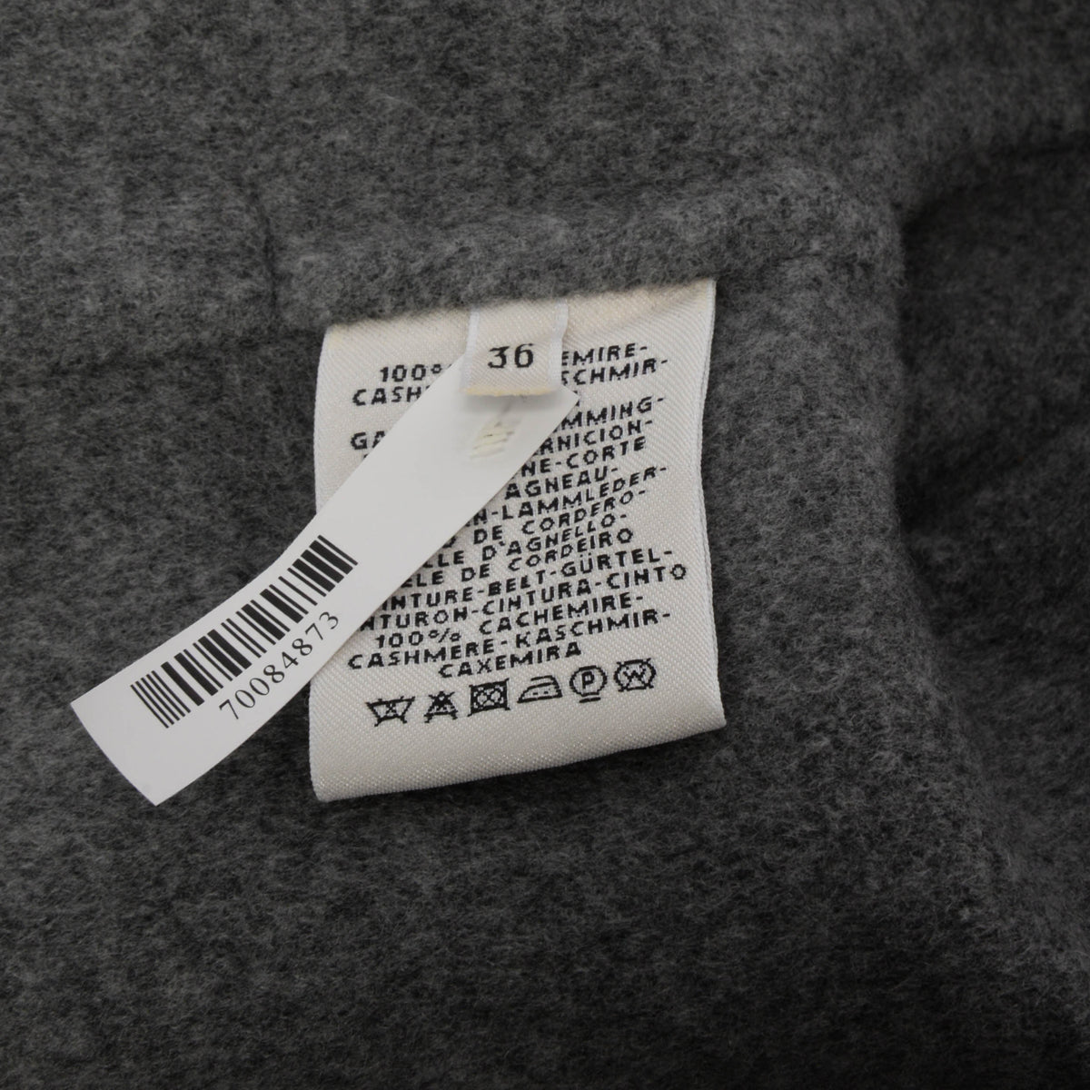 Hermes Grey Cashmere Funnel Neck Short Belted Jacket FR 36