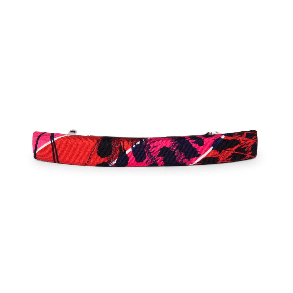 Hermes Pink & Red Silk Jungle Love Eclipse GM Hair Barrette